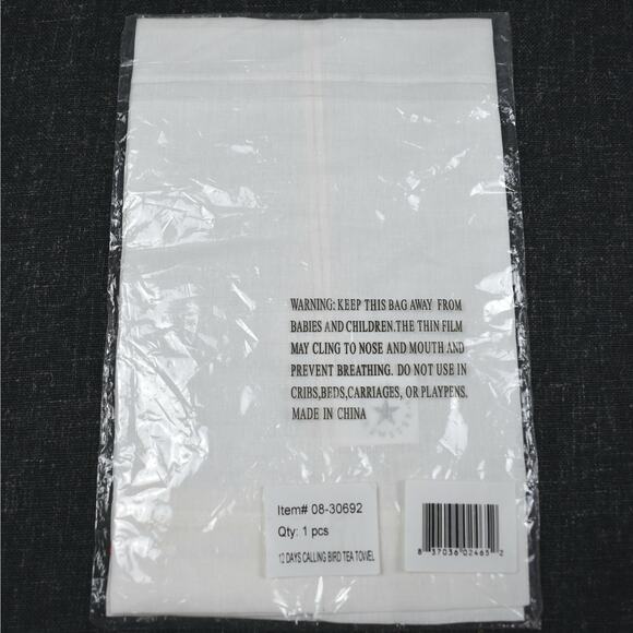 Patience Brewster 12 days calling bird in heels Christmas embroidered tea towel - Picture 6 of 6